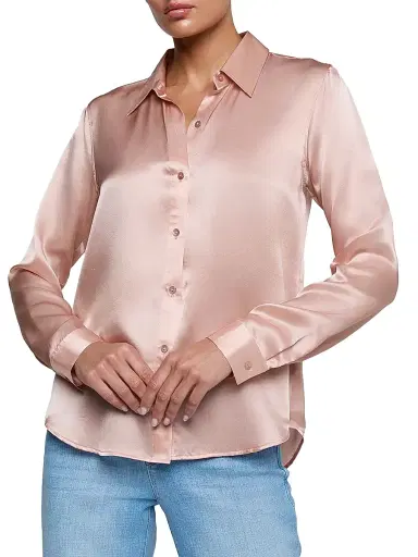 L'AGENCE Women's Tyler Silk Blouse - Misty Rose | Thumbnail 3 L'AGENCE Women's Tyler Silk Blouse - Misty Rose | Thumbnail 3