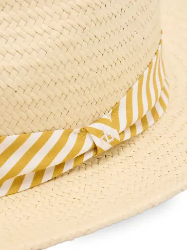 rag & bone Women's Packable Striped Straw Fedora - Natural Gold Stripe - Size Medium | Thumbnail 4 rag & bone Women's Packable Striped Straw Fedora - Natural Gold Stripe - Size Medium | Thumbnail 4