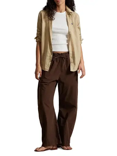 Polo Ralph Lauren Women's Logo Linen Classic-Fit Shirt - Coastal Beige | Thumbnail 2 Polo Ralph Lauren Women's Logo Linen Classic-Fit Shirt - Coastal Beige | Thumbnail 2