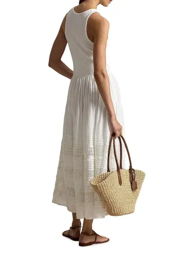 Polo Ralph Lauren Women's Lace-Trim Tank Midi-Dress - White | Thumbnail 3 Polo Ralph Lauren Women's Lace-Trim Tank Midi-Dress - White | Thumbnail 3