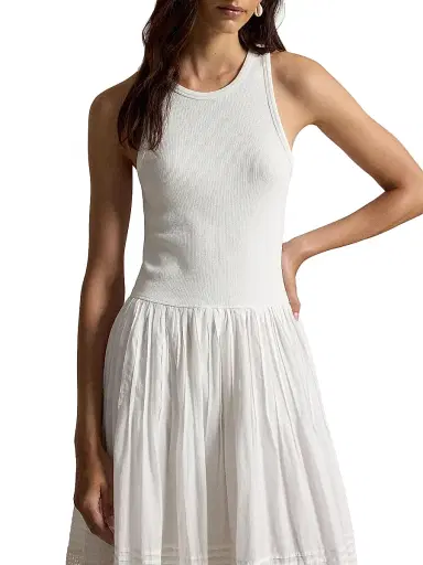 Polo Ralph Lauren Women's Lace-Trim Tank Midi-Dress - White | Thumbnail 4 Polo Ralph Lauren Women's Lace-Trim Tank Midi-Dress - White | Thumbnail 4