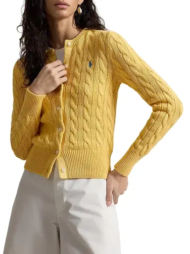 Polo Ralph Lauren Women's Pony Cotton Cable-Knit Cardigan | Thumbnail 3 Polo Ralph Lauren Women's Pony Cotton Cable-Knit Cardigan | Thumbnail 3