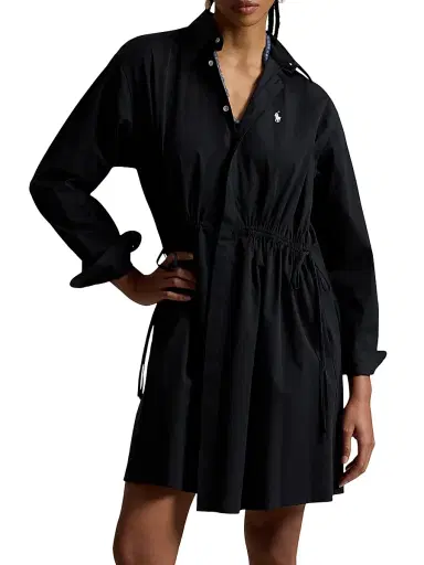 Polo Ralph Lauren Women's Cotton Drawstring Mini Shirtdress - Polo Black | Thumbnail 2 Polo Ralph Lauren Women's Cotton Drawstring Mini Shirtdress - Polo Black | Thumbnail 2