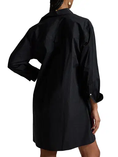 Polo Ralph Lauren Women's Cotton Drawstring Mini Shirtdress - Polo Black | Thumbnail 3 Polo Ralph Lauren Women's Cotton Drawstring Mini Shirtdress - Polo Black | Thumbnail 3