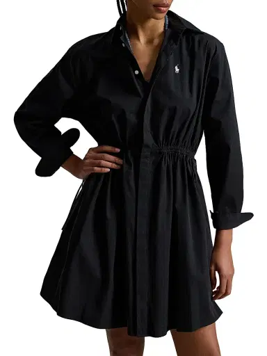Polo Ralph Lauren Women's Cotton Drawstring Mini Shirtdress - Polo Black | Thumbnail 4 Polo Ralph Lauren Women's Cotton Drawstring Mini Shirtdress - Polo Black | Thumbnail 4