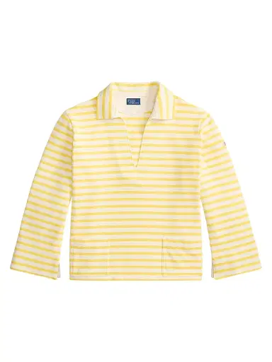 Polo Ralph Lauren Women's Striped Cotton Jersey Polo Shirt - Sunfish Yellow Deckwash White | Thumbnail 1 Polo Ralph Lauren Women's Striped Cotton Jersey Polo Shirt - Sunfish Yellow Deckwash White | Thumbnail 1