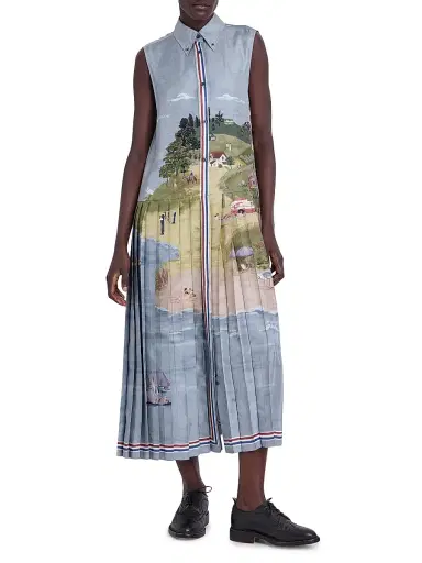 Thom Browne Women's Scenic Coastline Silk Shirtdress | Thumbnail 3 Thom Browne Women's Scenic Coastline Silk Shirtdress | Thumbnail 3