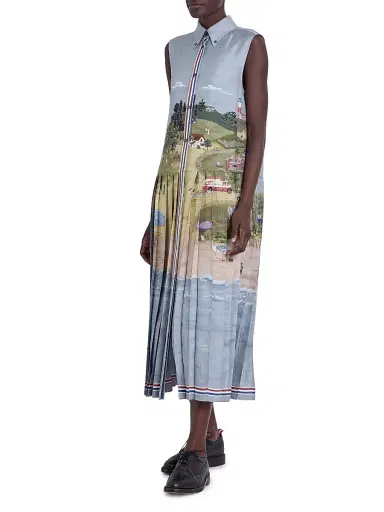 Thom Browne Women's Scenic Coastline Silk Shirtdress | Thumbnail 4 Thom Browne Women's Scenic Coastline Silk Shirtdress | Thumbnail 4