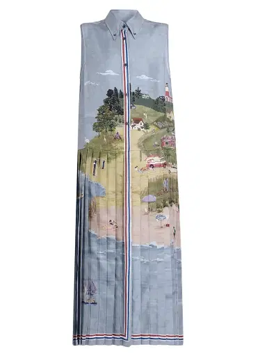 Thom Browne Women's Scenic Coastline Silk Shirtdress | Thumbnail 1 Thom Browne Women's Scenic Coastline Silk Shirtdress | Thumbnail 1