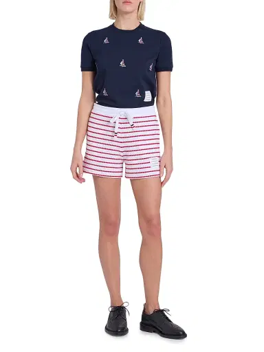 Thom Browne Women's Sailboat Intarsia-Knit Cotton Sweater - Navy | Thumbnail 2 Thom Browne Women's Sailboat Intarsia-Knit Cotton Sweater - Navy | Thumbnail 2