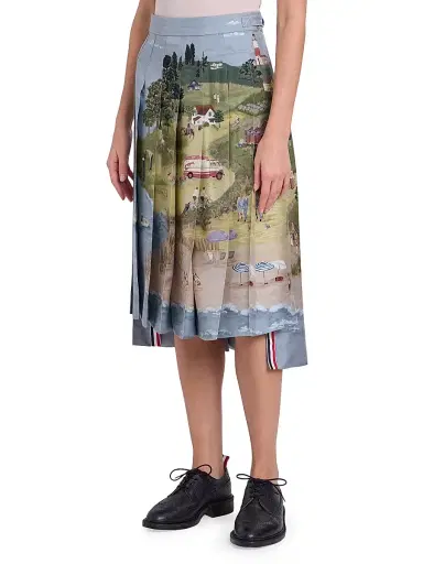 Thom Browne Women's Scenic Coastline Silk Midi-Skirt - Seasonalmulti | Thumbnail 4 Thom Browne Women's Scenic Coastline Silk Midi-Skirt - Seasonalmulti | Thumbnail 4