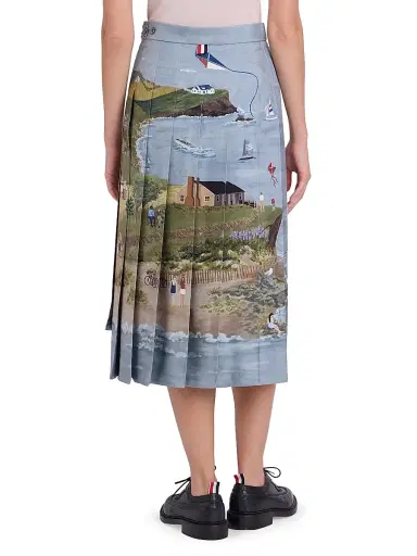 Thom Browne Women's Scenic Coastline Silk Midi-Skirt - Seasonalmulti | Thumbnail 5 Thom Browne Women's Scenic Coastline Silk Midi-Skirt - Seasonalmulti | Thumbnail 5