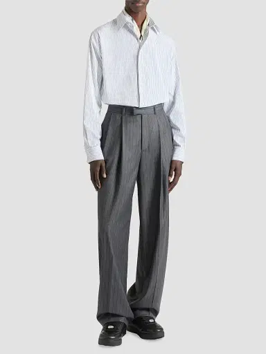 Givenchy Men's Striped Shirt in Poplin with Photographic Negative - White Blue | Thumbnail 2 Givenchy Men's Striped Shirt in Poplin with Photographic Negative - White Blue | Thumbnail 2