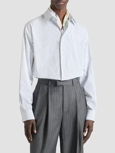 Givenchy Men's Striped Shirt in Poplin with Photographic Negative - White Blue | Thumbnail 3 Givenchy Men's Striped Shirt in Poplin with Photographic Negative - White Blue | Thumbnail 3