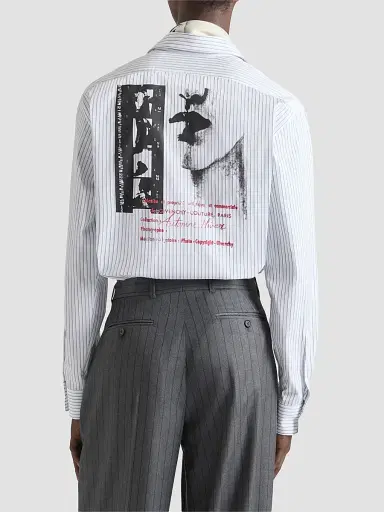 Givenchy Men's Striped Shirt in Poplin with Photographic Negative - White Blue | Thumbnail 4 Givenchy Men's Striped Shirt in Poplin with Photographic Negative - White Blue | Thumbnail 4