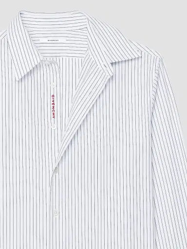 Givenchy Men's Striped Shirt in Poplin with Photographic Negative - White Blue | Thumbnail 5 Givenchy Men's Striped Shirt in Poplin with Photographic Negative - White Blue | Thumbnail 5