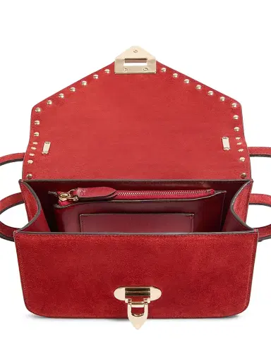 Valentino Garavani Women's Rockstud Suede Crossbody Bag - Red | Thumbnail 4 Valentino Garavani Women's Rockstud Suede Crossbody Bag - Red | Thumbnail 4