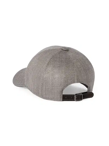 Brunello Cucinelli Women's Sparkling Virgin Wool Pinstripe Baseball Cap with Shiny Band | Thumbnail 2 Brunello Cucinelli Women's Sparkling Virgin Wool Pinstripe Baseball Cap with Shiny Band | Thumbnail 2