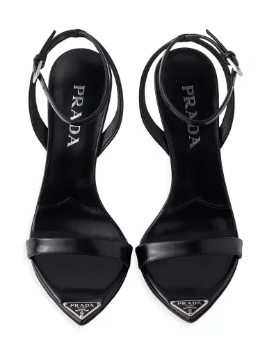 Prada Women's Brushed Leather Sandals - Black | Thumbnail 2 Prada Women's Brushed Leather Sandals - Black | Thumbnail 2