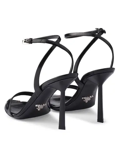 Prada Women's Brushed Leather Sandals - Black | Thumbnail 3 Prada Women's Brushed Leather Sandals - Black | Thumbnail 3