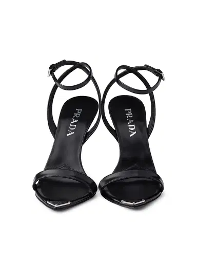 Prada Women's Brushed Leather Sandals - Black | Thumbnail 4 Prada Women's Brushed Leather Sandals - Black | Thumbnail 4