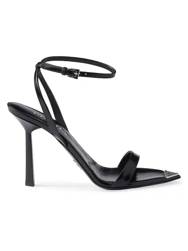 Prada Women's Brushed Leather Sandals - Black | Thumbnail 1 Prada Women's Brushed Leather Sandals - Black | Thumbnail 1