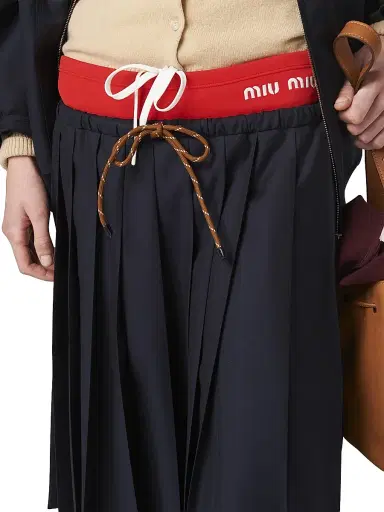 Miu Miu Women's Pleated Batavia Skirt - Blue | Thumbnail 4 Miu Miu Women's Pleated Batavia Skirt - Blue | Thumbnail 4
