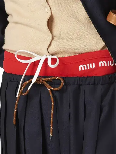 Miu Miu Women's Pleated Batavia Skirt - Blue | Thumbnail 5 Miu Miu Women's Pleated Batavia Skirt - Blue | Thumbnail 5
