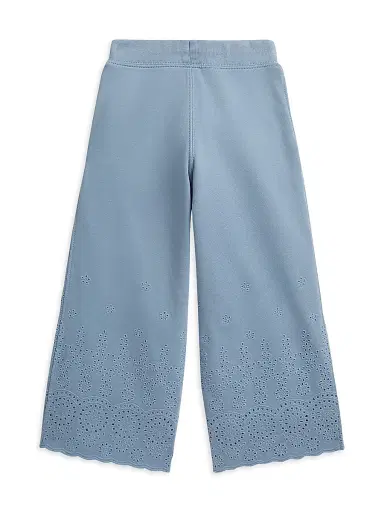 Polo Ralph Lauren Little Kid's & Kid's Eyelet Loopback Terry Wide-Leg Sweatpants - Vessel Blue | Thumbnail 2 Polo Ralph Lauren Little Kid's & Kid's Eyelet Loopback Terry Wide-Leg Sweatpants - Vessel Blue | Thumbnail 2