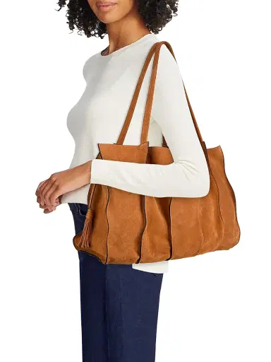 Ulla Johnson Women's Adria Large Paneled Suede Tote Bag | Thumbnail 2 Ulla Johnson Women's Adria Large Paneled Suede Tote Bag | Thumbnail 2