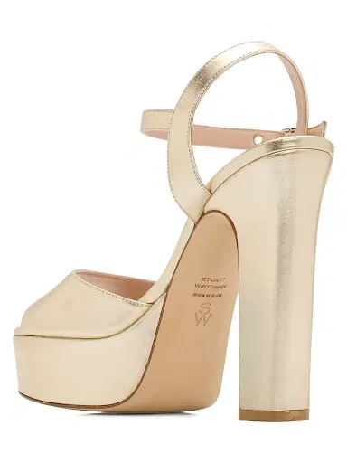 Stuart Weitzman Women's Reade 130MM Leather Platform Sandals - Light Gold - Size 9.5 | Thumbnail 4 Stuart Weitzman Women's Reade 130MM Leather Platform Sandals - Light Gold - Size 9.5 | Thumbnail 4