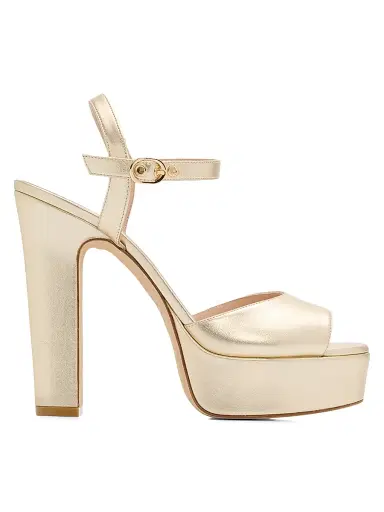 Stuart Weitzman Women's Reade 130MM Leather Platform Sandals - Light Gold - Size 9.5 | Thumbnail 1 Stuart Weitzman Women's Reade 130MM Leather Platform Sandals - Light Gold - Size 9.5 | Thumbnail 1