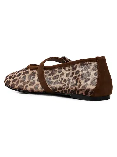 Stuart Weitzman Women's Sai Bareitall Leopard-Print Mesh Mary Jane Flats | Thumbnail 4 Stuart Weitzman Women's Sai Bareitall Leopard-Print Mesh Mary Jane Flats | Thumbnail 4