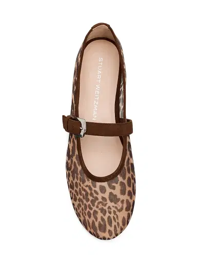 Stuart Weitzman Women's Sai Bareitall Leopard-Print Mesh Mary Jane Flats | Thumbnail 5 Stuart Weitzman Women's Sai Bareitall Leopard-Print Mesh Mary Jane Flats | Thumbnail 5