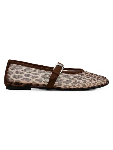 Stuart Weitzman Women's Sai Bareitall Leopard-Print Mesh Mary Jane Flats | Thumbnail 1 Stuart Weitzman Women's Sai Bareitall Leopard-Print Mesh Mary Jane Flats | Thumbnail 1