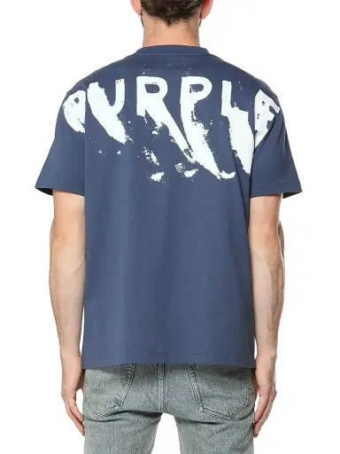 Purple Brand Men's Logo Cotton Jersey T-Shirt - Blue | Thumbnail 2 Purple Brand Men's Logo Cotton Jersey T-Shirt - Blue | Thumbnail 2