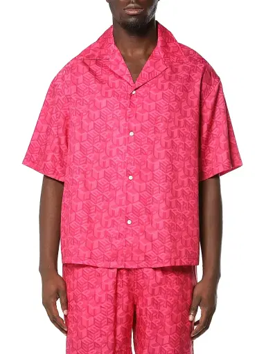 Purple Brand Men's Resort Monogram Button-Front Shirt - Pink - Size XXL | Thumbnail 1 Purple Brand Men's Resort Monogram Button-Front Shirt - Pink - Size XXL | Thumbnail 1