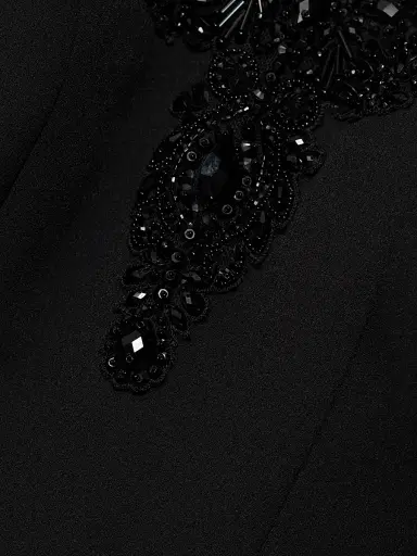 PAMELLA ROLAND Women's Embellished Crepe Off-the-Shoulder Column Gown - Black - Size 10 | Thumbnail 7 PAMELLA ROLAND Women's Embellished Crepe Off-the-Shoulder Column Gown - Black - Size 10 | Thumbnail 7