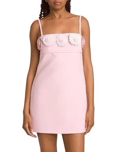Self-Portrait Women's Paillette-Embellished Floral-Appliqué Minidress - Pink | Thumbnail 3 Self-Portrait Women's Paillette-Embellished Floral-Appliqué Minidress - Pink | Thumbnail 3