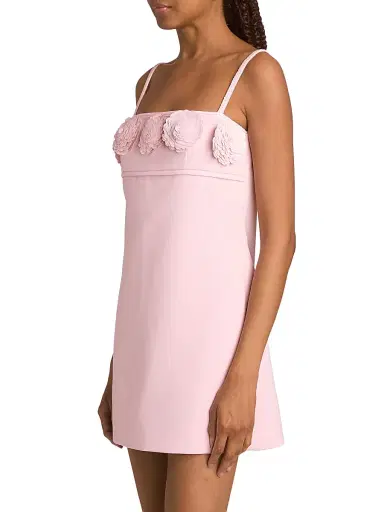 Self-Portrait Women's Paillette-Embellished Floral-Appliqué Minidress - Pink | Thumbnail 4 Self-Portrait Women's Paillette-Embellished Floral-Appliqué Minidress - Pink | Thumbnail 4