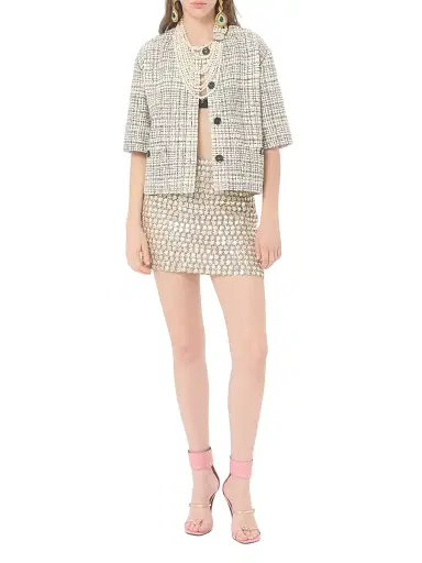 Valentino Garavani Women's Square Tweed Jacket - Vanilla Black | Thumbnail 2 Valentino Garavani Women's Square Tweed Jacket - Vanilla Black | Thumbnail 2