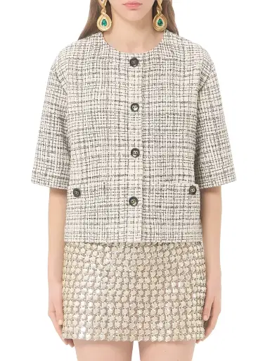 Valentino Garavani Women's Square Tweed Jacket - Vanilla Black | Thumbnail 3 Valentino Garavani Women's Square Tweed Jacket - Vanilla Black | Thumbnail 3