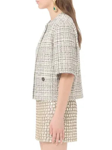 Valentino Garavani Women's Square Tweed Jacket - Vanilla Black | Thumbnail 4 Valentino Garavani Women's Square Tweed Jacket - Vanilla Black | Thumbnail 4