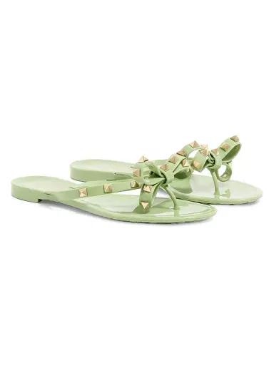 Valentino Garavani Women's Rockstud Rubber Slippers - Mint | Thumbnail 2 Valentino Garavani Women's Rockstud Rubber Slippers - Mint | Thumbnail 2