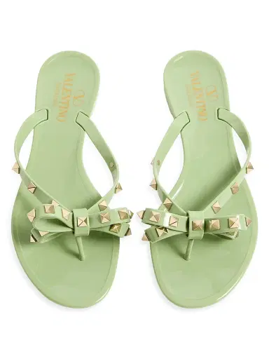 Valentino Garavani Women's Rockstud Rubber Slippers - Mint | Thumbnail 4 Valentino Garavani Women's Rockstud Rubber Slippers - Mint | Thumbnail 4