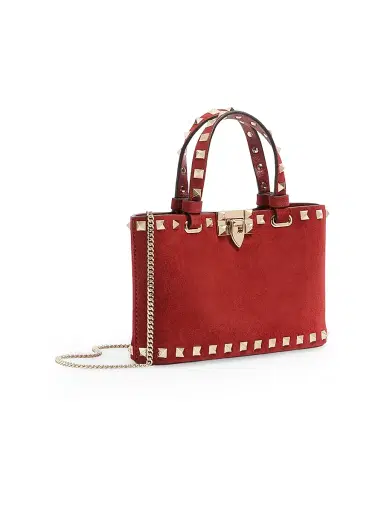 Valentino Garavani Women's Rockstud Mini Suede Top Handle Bag | Thumbnail 2 Valentino Garavani Women's Rockstud Mini Suede Top Handle Bag | Thumbnail 2