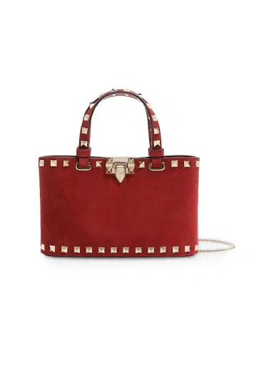 Valentino Garavani Women's Rockstud Mini Suede Top Handle Bag | Thumbnail 1 Valentino Garavani Women's Rockstud Mini Suede Top Handle Bag | Thumbnail 1