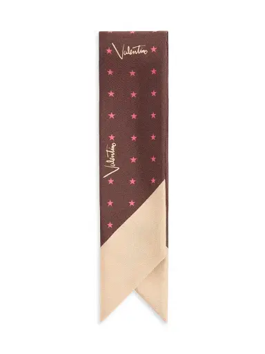 Valentino Garavani Women's Stelline E-Firma Starry Silk Bandeau Scarf - Chocolate Beige | Thumbnail 2 Valentino Garavani Women's Stelline E-Firma Starry Silk Bandeau Scarf - Chocolate Beige | Thumbnail 2