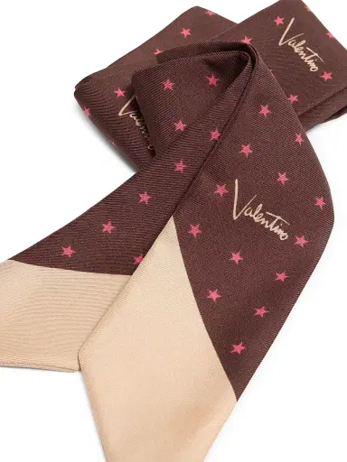 Valentino Garavani Women's Stelline E-Firma Starry Silk Bandeau Scarf - Chocolate Beige | Thumbnail 3 Valentino Garavani Women's Stelline E-Firma Starry Silk Bandeau Scarf - Chocolate Beige | Thumbnail 3