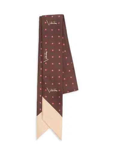 Valentino Garavani Women's Stelline E-Firma Starry Silk Bandeau Scarf - Chocolate Beige | Thumbnail 1 Valentino Garavani Women's Stelline E-Firma Starry Silk Bandeau Scarf - Chocolate Beige | Thumbnail 1